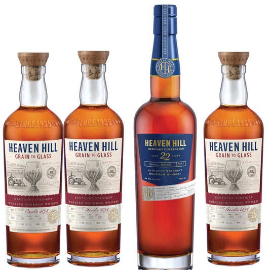Heaven Hill Bourbon 22YR + 3 Heaven Hill Grain To Glass Bourbon Wheated 2026 Edition 700ML