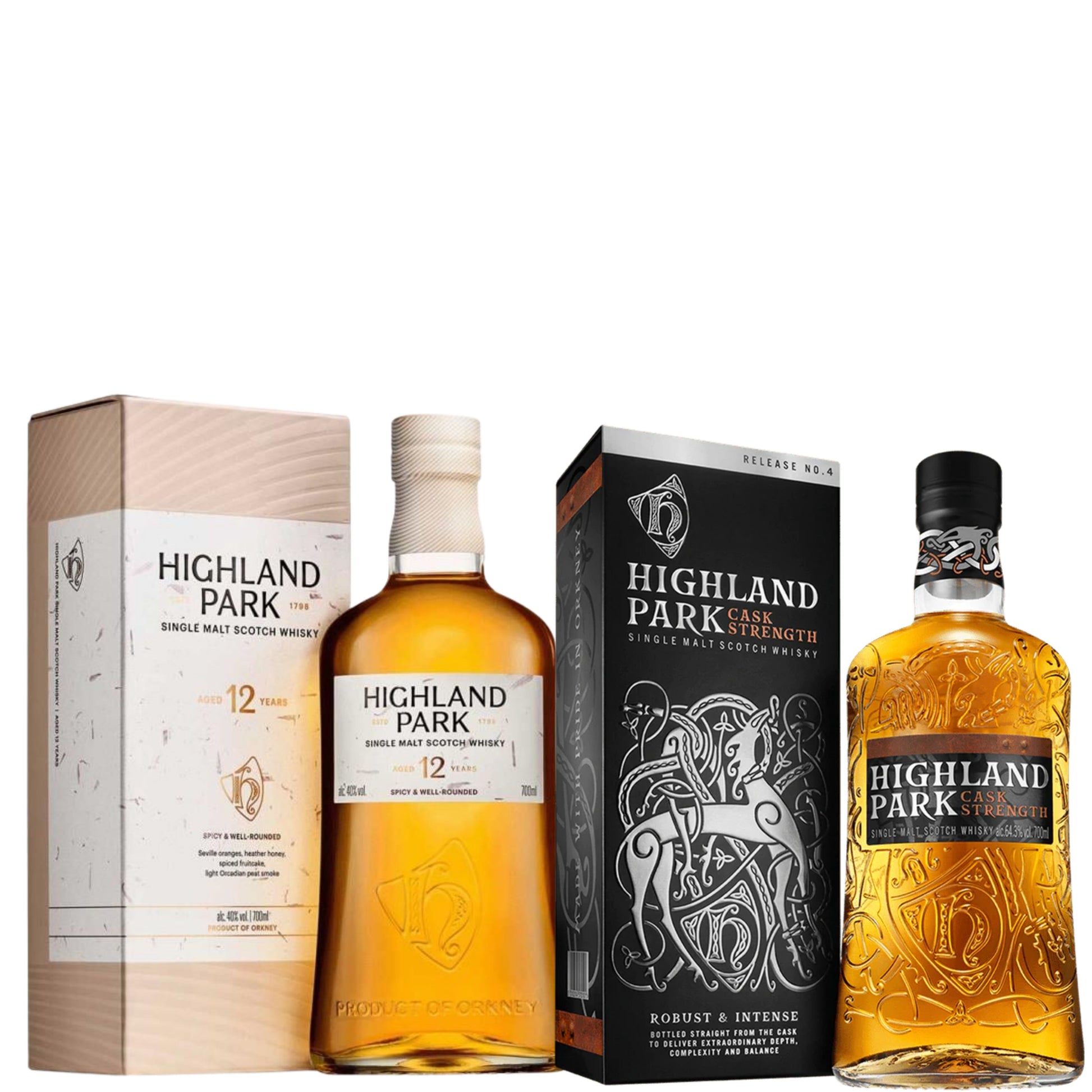 Highland Park Scotch 12YR + Highland Park Scotch Cask Strength #4 750ML