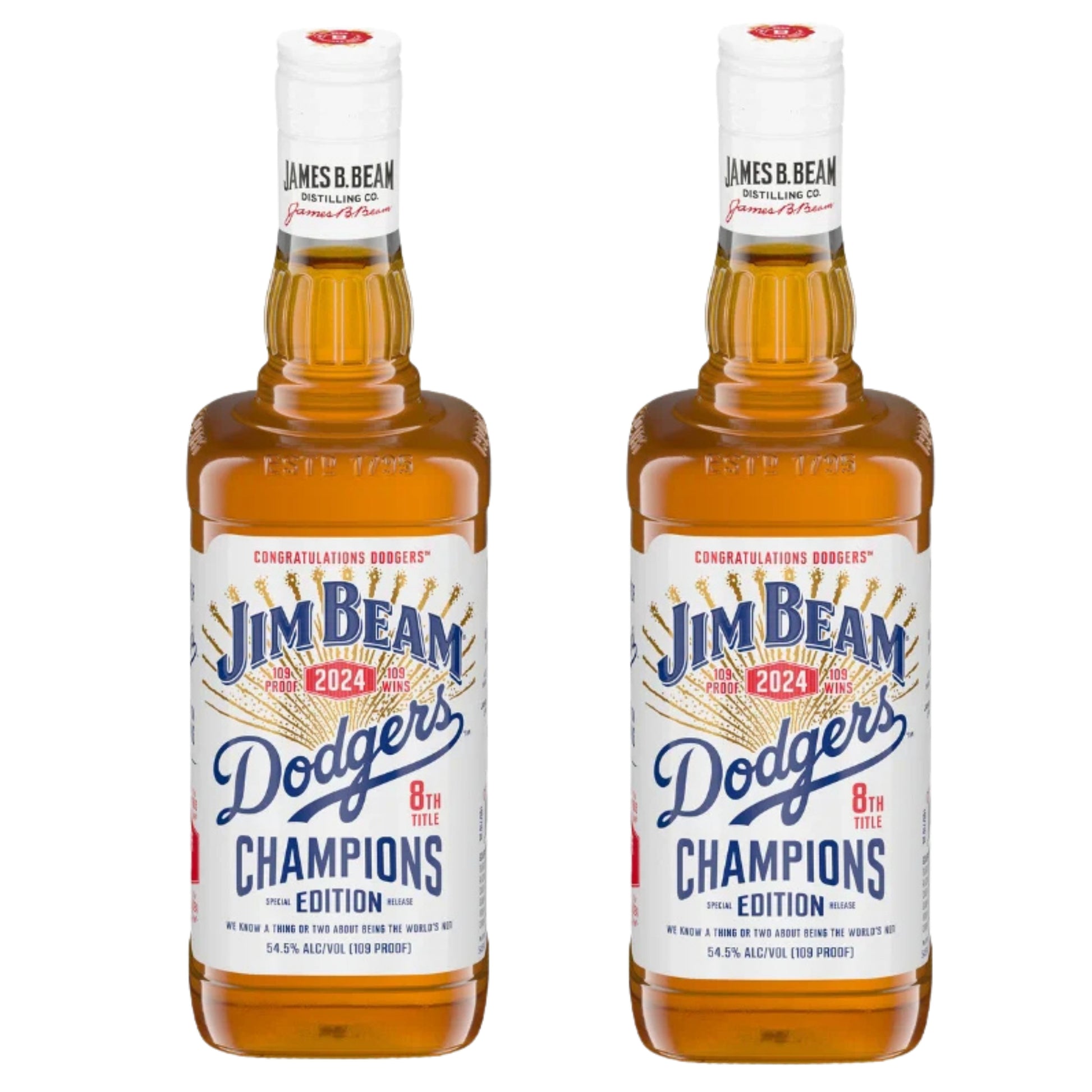 Jim Beam Bourbon LA Dodgers Edition 2 Bottle Bundle