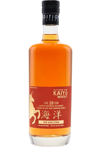 KAIYO WHISKY THE UNICORN LIMITED WOOD LIBRARY FINISH SERIES FINISHED IN VERY RARE BOURBON BARRELS JAPAN 10YR 700ML LIQ
