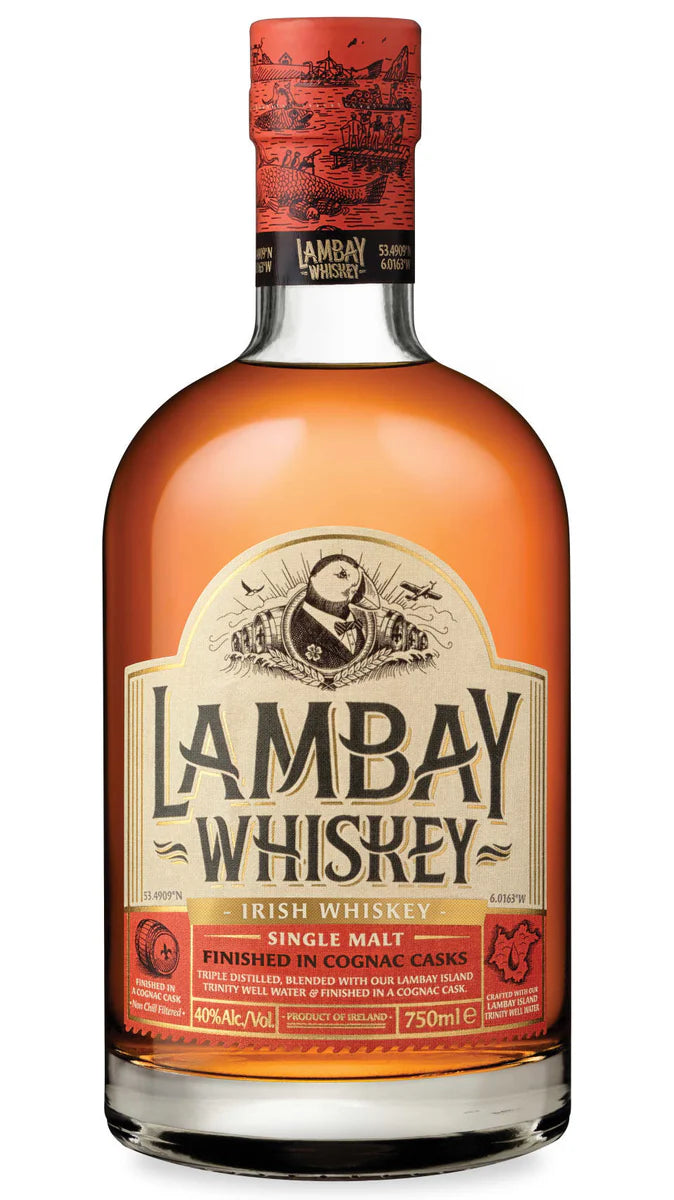 LAMBAY WHISKEY SINGLE MALT IRISH IN COGNAC CASK 750ML Spirits