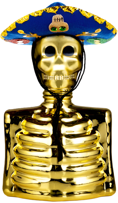 LOS AZULEJOS SKELLY TEQUILA ANEJO GOLD SKELETO 750ML LIQ