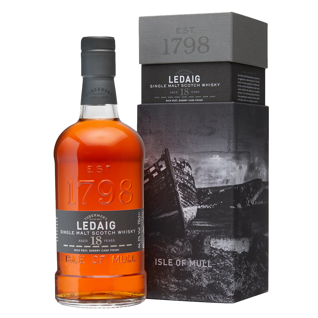 LEDAIG SCOTCH SINGLE MALT RICH PEAT SHERRY CASK FINISH ISLE OF MULL 18YR 700ML LIQ