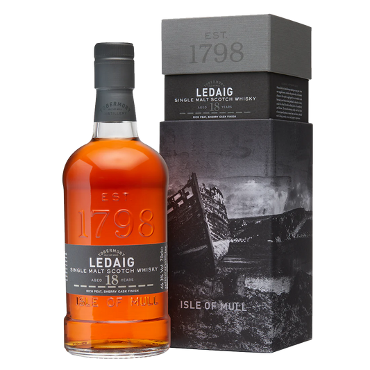 LEDAIG SCOTCH SINGLE MALT RICH PEAT SHERRY CASK FINISH ISLE OF MULL 18YR 700ML LIQ