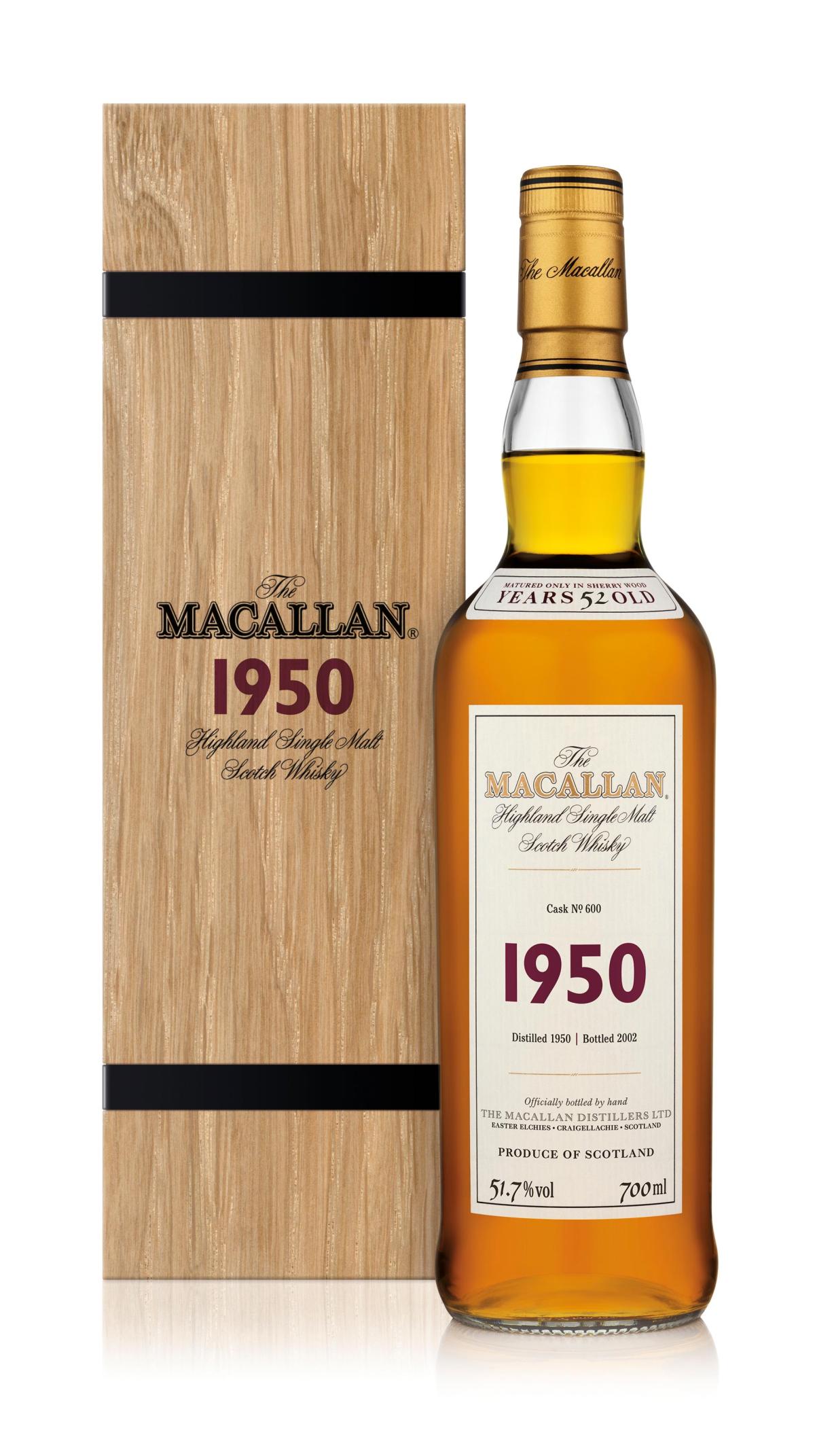 MACALLAN FINE AND RARE SCOTCH SINGLE MALT CASK 600 1950 750ML (PRESALE)
