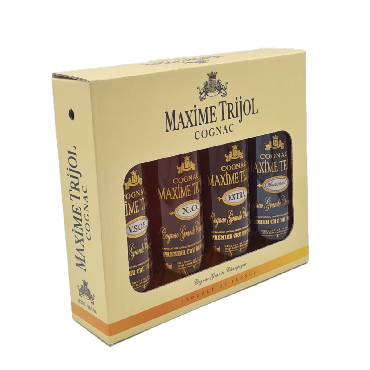 MAXIME TRIJOL COGNAC COLLECTION (VSOP, XO, EXTRA, ANCESTRAL ) 4X200ML LIQ