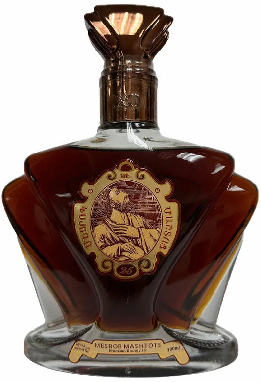 MESROB MASHTOTS BRANDY ARMENIAN 25YR W/ 2 GLASSES GFT PK 750ML Spirits