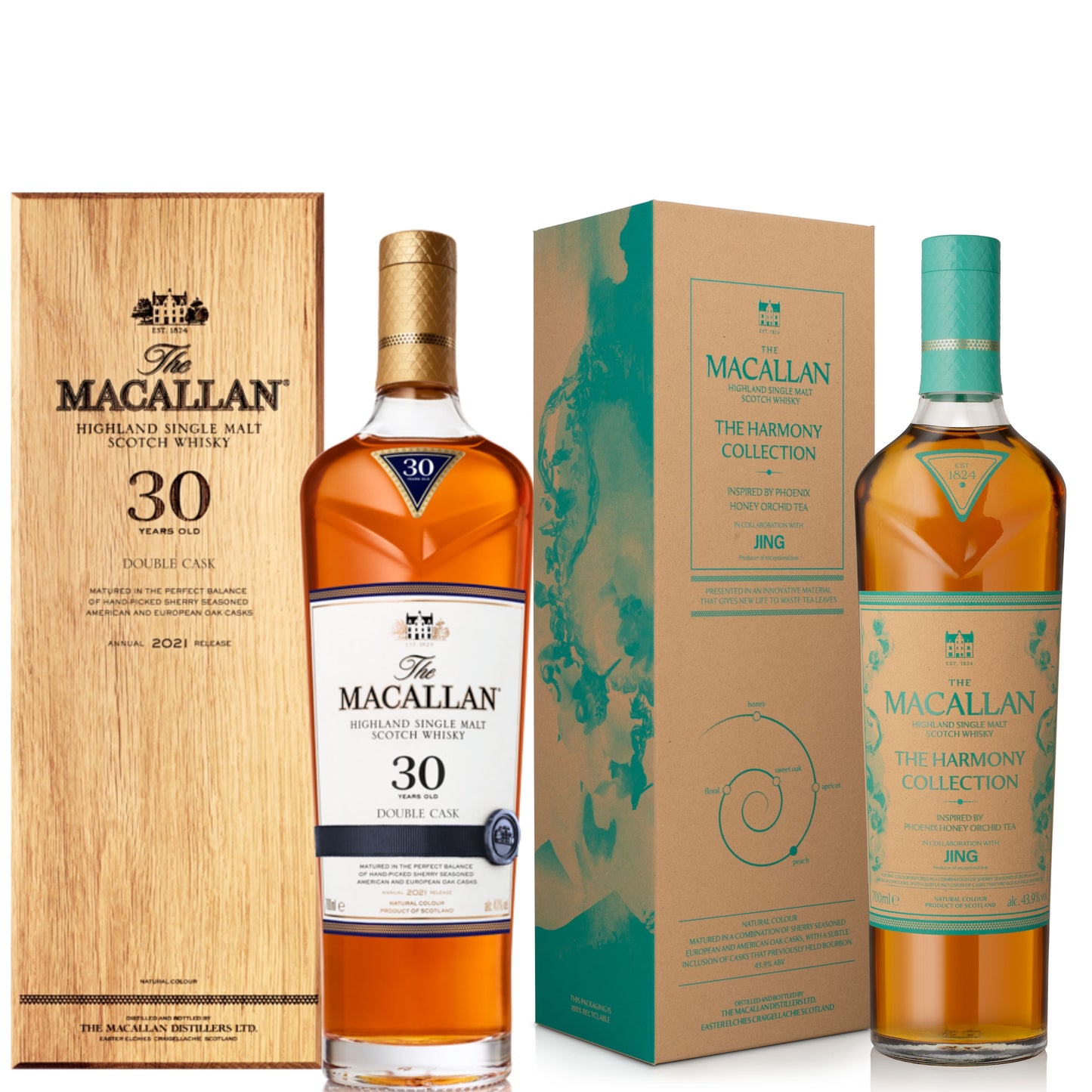 Macallan Double Cask Scotch 30YR + Macallan Harmony Phoenix Honey Orchid Tea