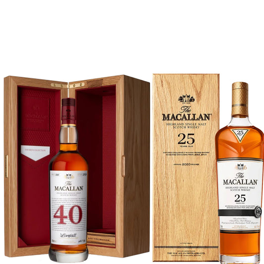 Macallan Scotch Red 40 Collection + Macallan Scotch 25YR
