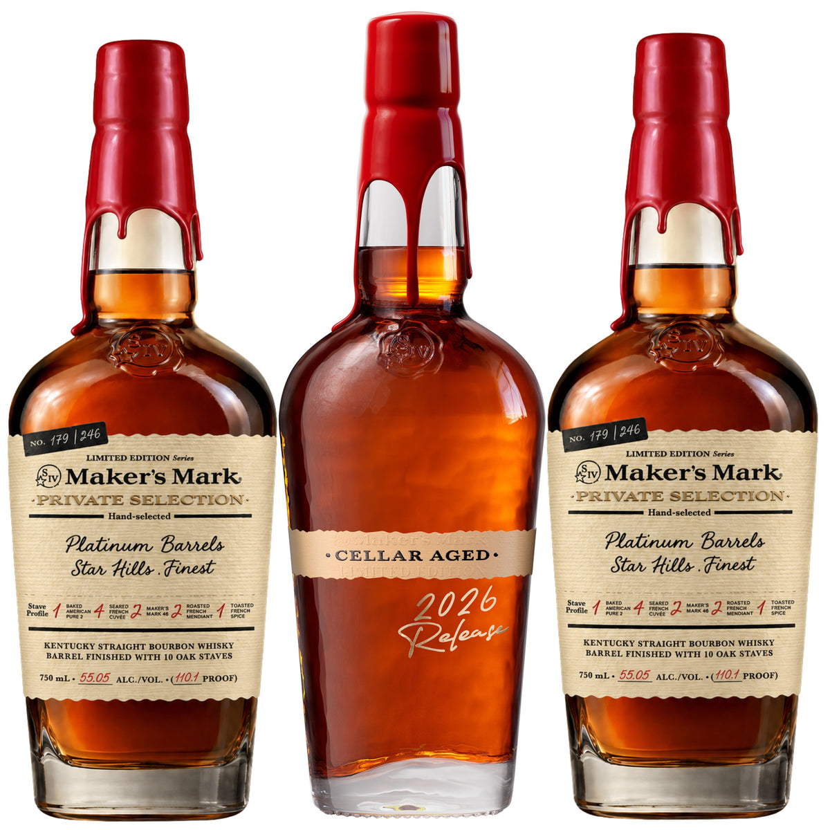 Makers Mark Cellar Aged Bourbon 2026 + 2 Makers Mark Private Select Bourbon 750ML