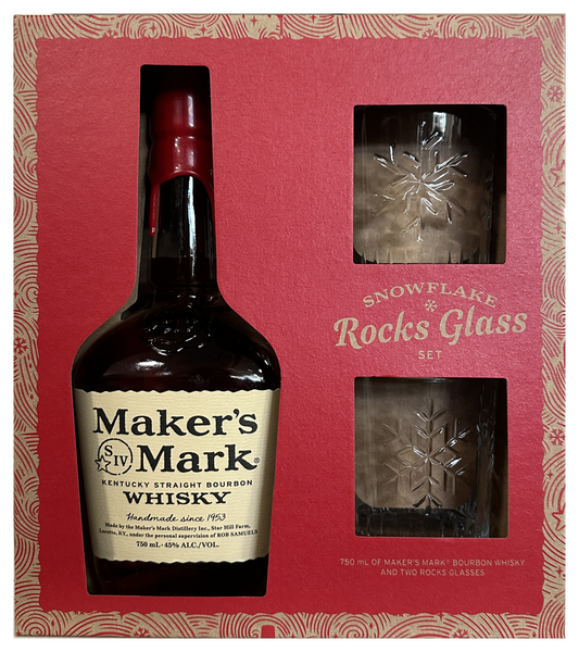 MAKERS MARK BOURBON GIFT PACK W/ GLASSES KENTUCKY 750ML