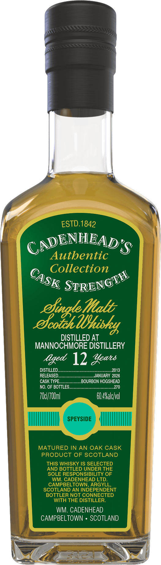 CADENHEAD SCOTCH SINGLE MALT MANNOCHMORE DISTILLERY12YR 750ML LIQ