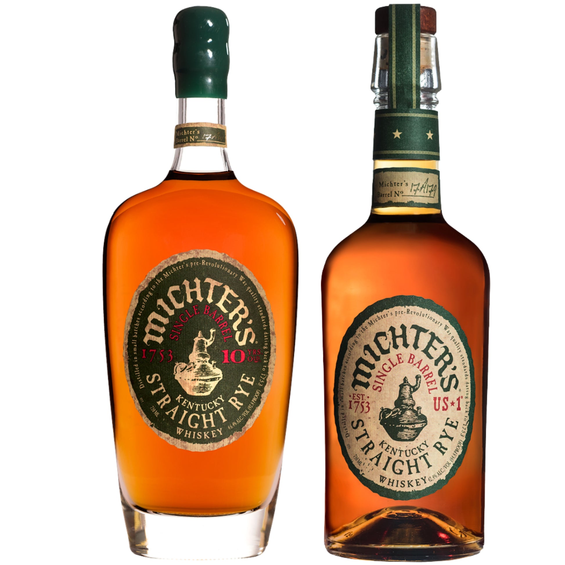 Michters Whiskey 10YR Rye + Michters Whiskey Single Barrel Rye 750ML