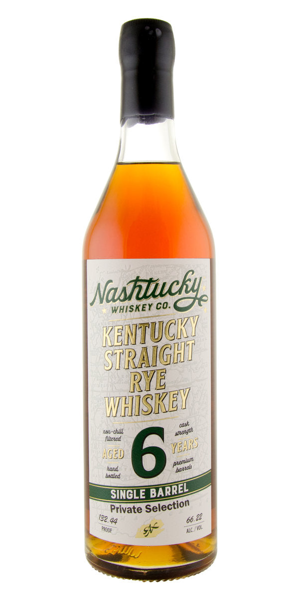 NASHTUCKY WHISKEY CO WHISKEY RYE SINGLE BARREL CASK STRENGTH PRIVATE SELECTION TENNESSEE 6YR 750ML LIQ