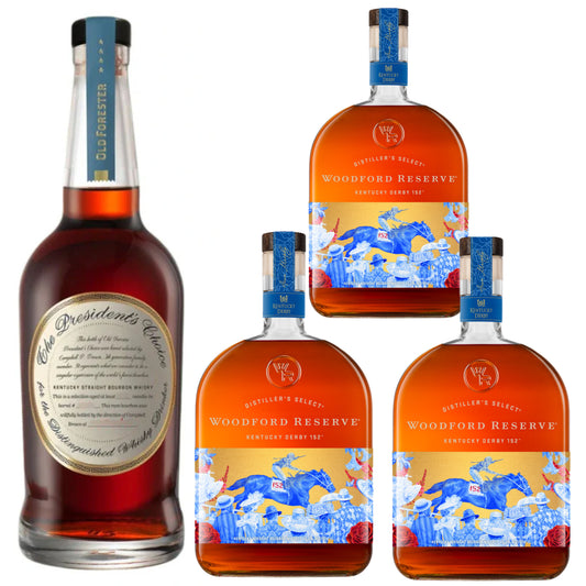 Old Forester Bourbon Presidents Choice + 3 Woodford Reserve Bourbon Derby 152 Edition