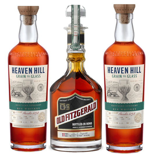 Old Fitzgerald Bourbon 11YR + 2 Heaven Hill Whiskey Rye Grain To Glass