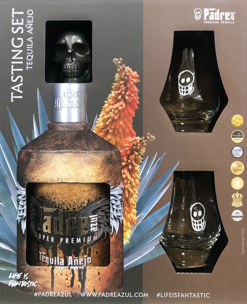 Padre Azul Tequila Anejo Super Premium Gift Pack W/ 2 Glasses