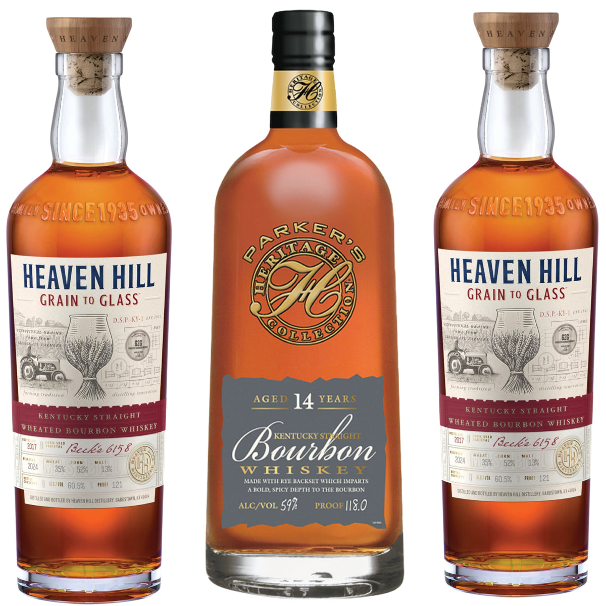 Pakers Bourbon Heritage Collection 14YR + 2 Heaven Hill Bourbon Wheated 2026 Edition 750ML