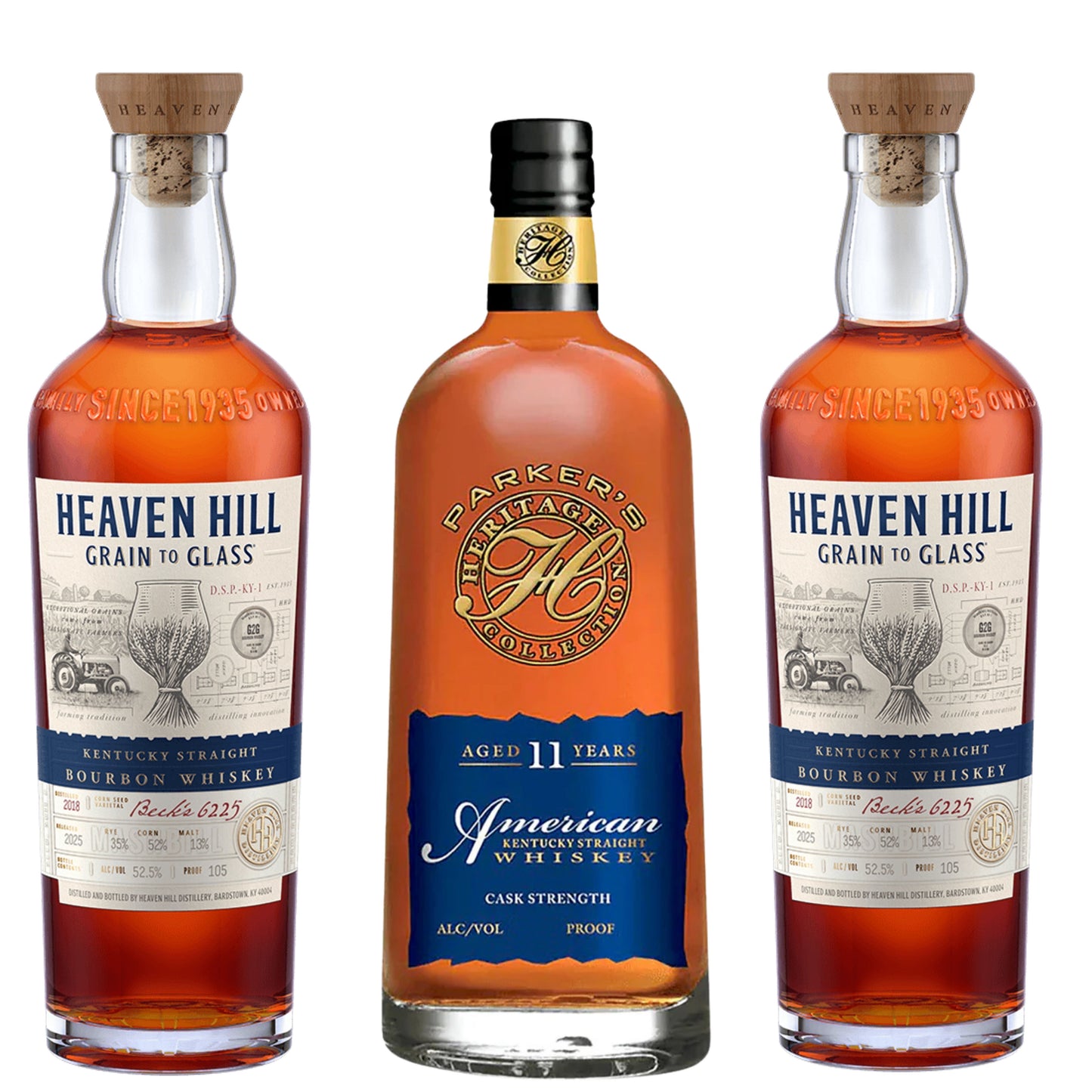 Parkers Heritage Whiskey Cask Strength 11YR + 2 Heaven Hill Bourbon Grain To Glass 6YR 750ML