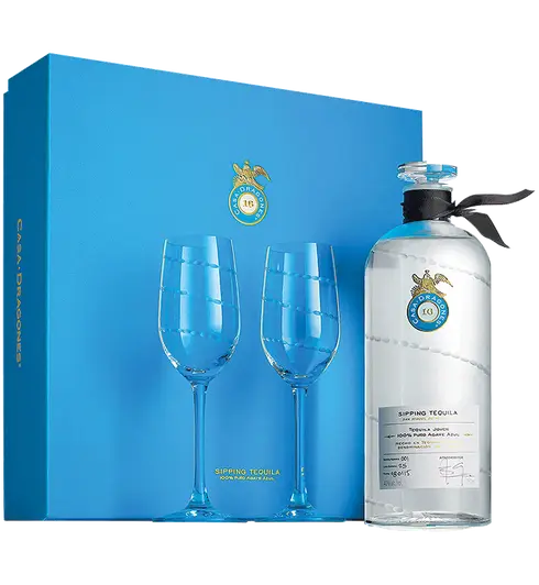 CASA DRAGONES TEQUILA JOVEN SIPPING W/2 GLASSES GFT PK 750ML