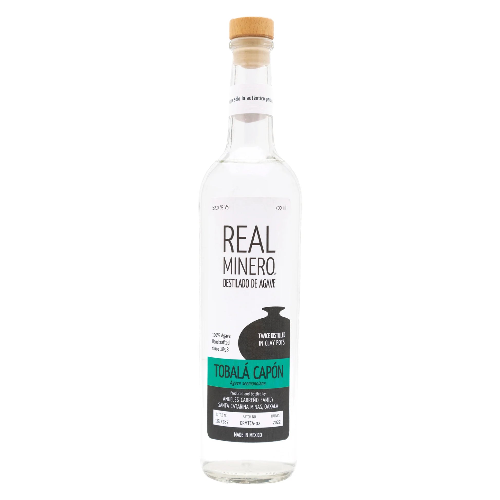 REAL MINERO AGAVE SPIRIT TOBALA CAPON AGAVE SEEMANNIANA OAXACA 750ML LIQ