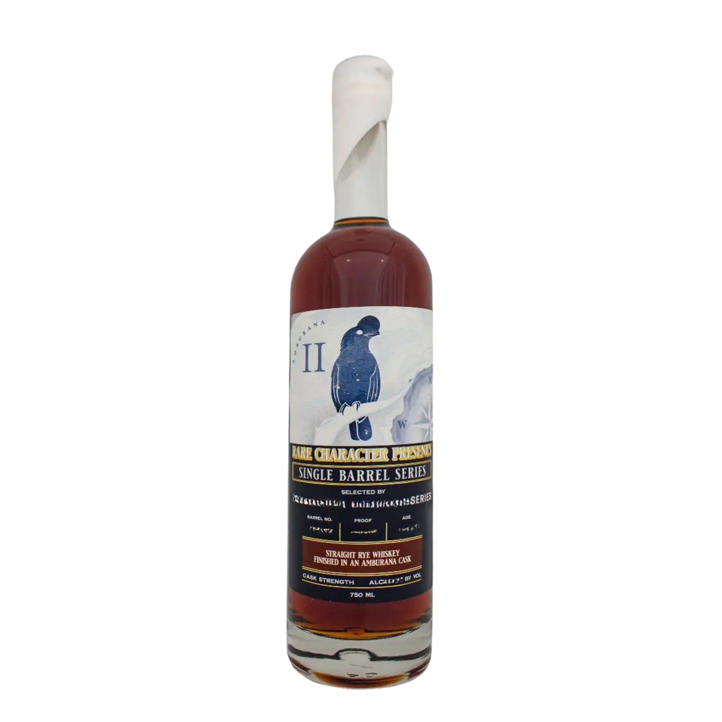 RARE CHARACTER WHISKEY RYE SINGLE BARREL SERIES FINISHED IN AMBURANA CASK INDIANA 750ML