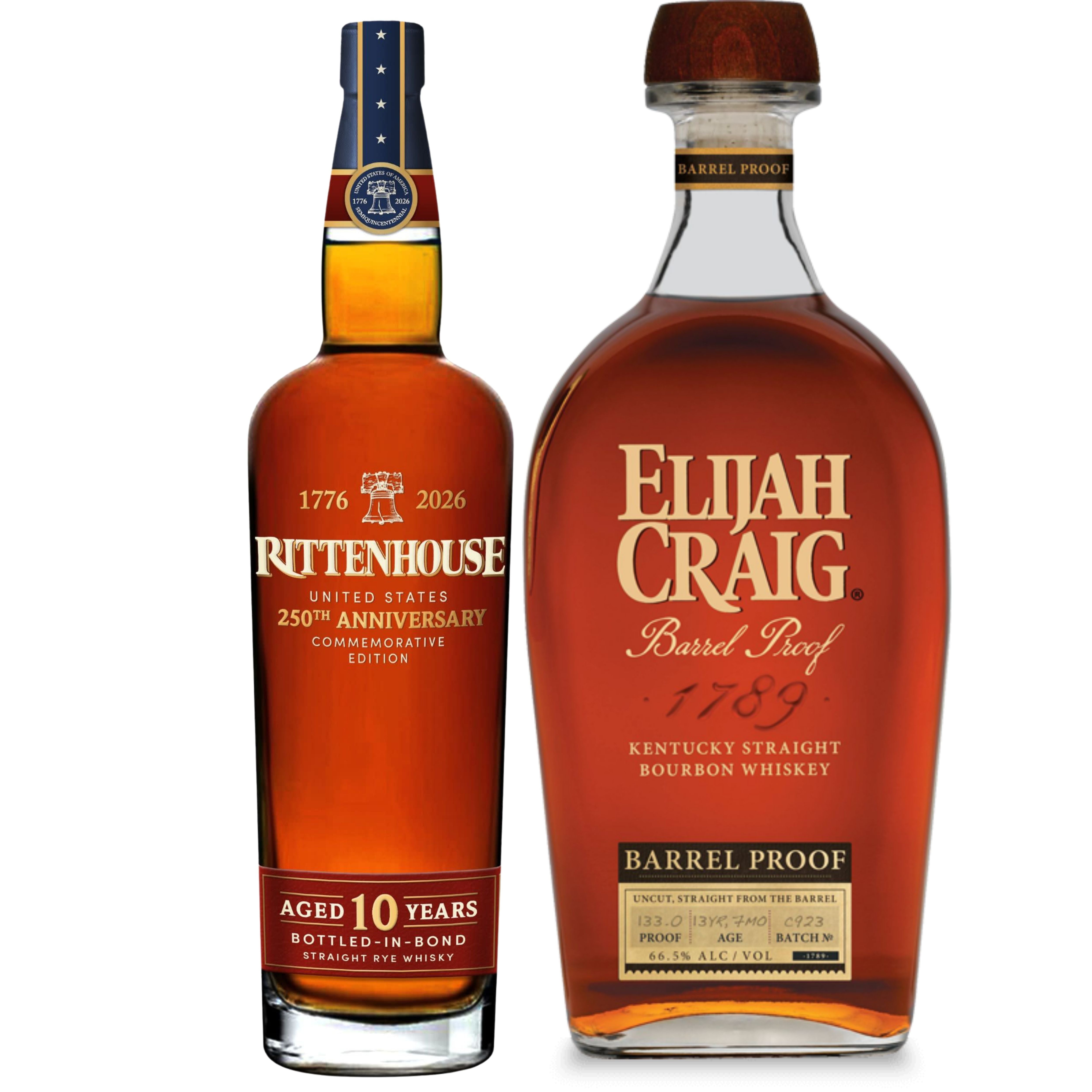 Rittenhouse Whiskey Rye 250th America Anniversary + Elijah Craig Bourb ...