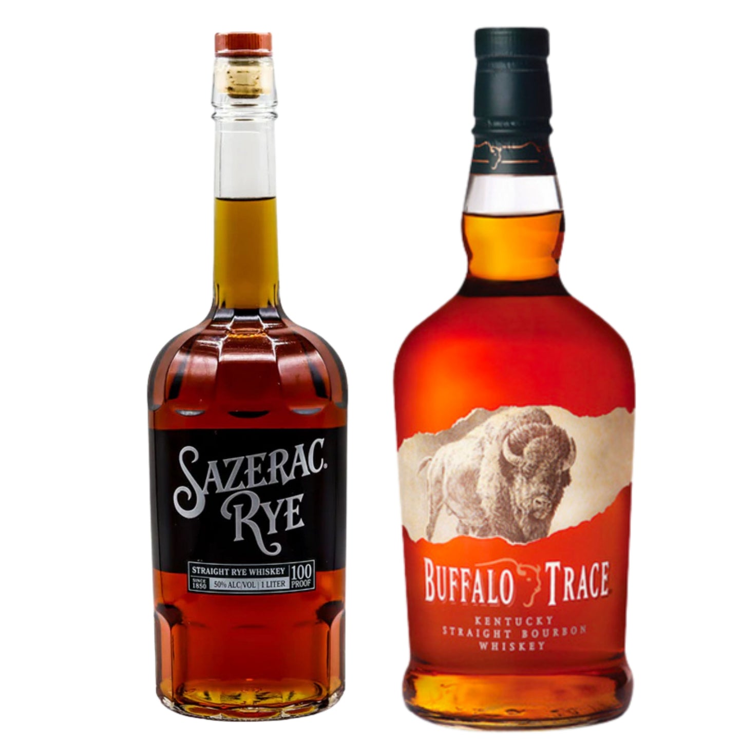 Buffalo Trace Bourbon 750ML + Sazerac Rye 100PF 1LI Bundle