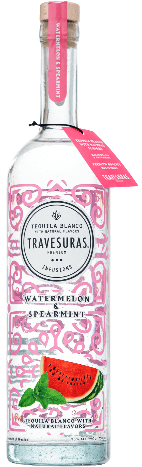 TRAVESURAS TEQUILA BLANCO WATERMELON SPEARMINT INFUSED 750ML LIQ