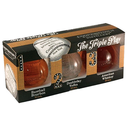 COOPERSTOWN THE TRIPLE PLAY BASEBALL BOURBON, VODKA, AND WHISKEY 3X750ML LIQ