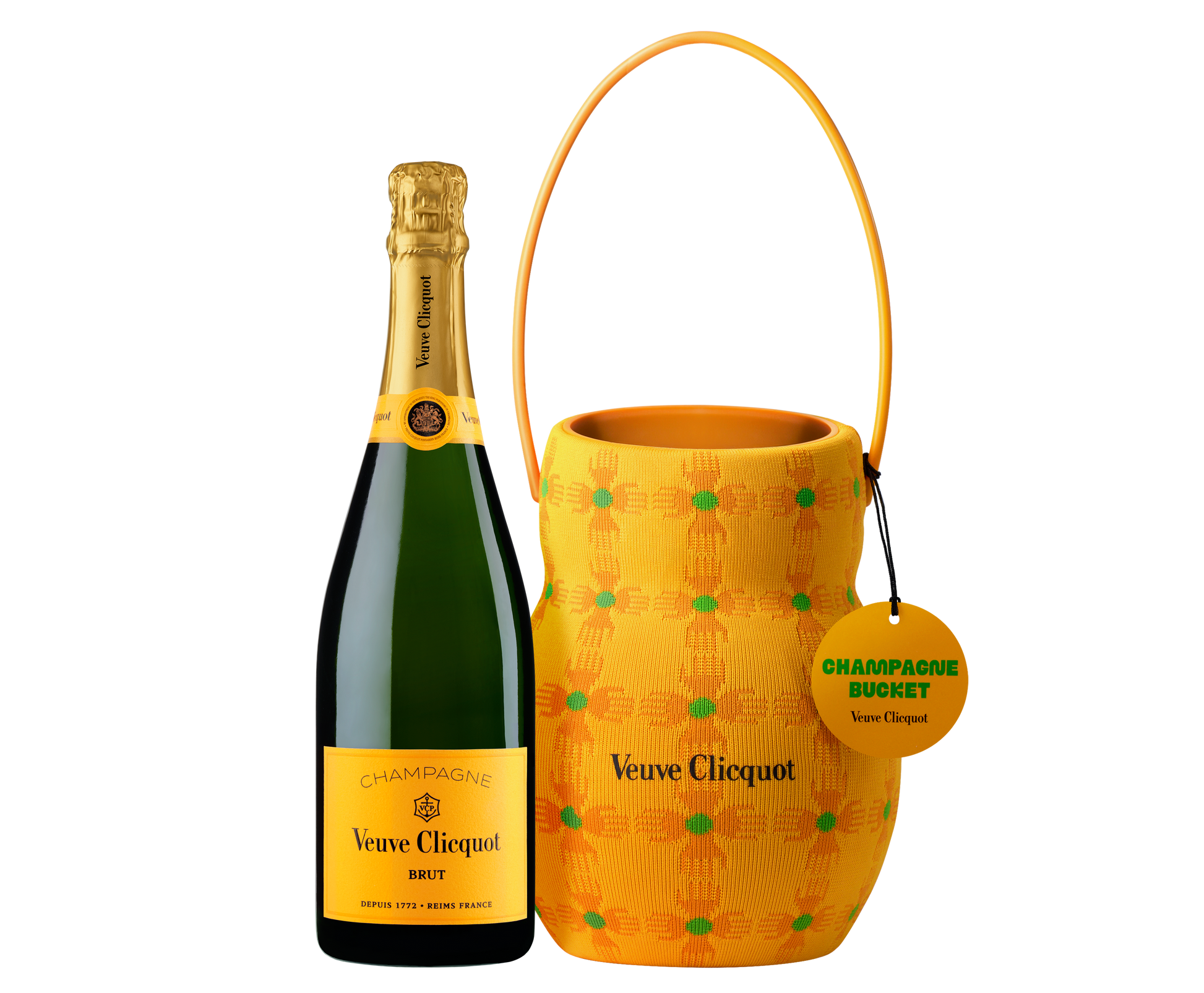 VEUVE CLICQUOT CHAMPAGNE BRUT WITH SUN HOLDER COOLER BUCKET 750ML WINE