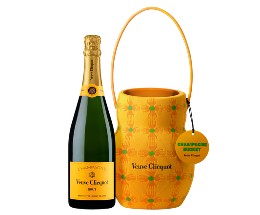 VEUVE CLICQUOT CHAMPAGNE BRUT WITH SUN HOLDER COOLER BUCKET 750ML WINE