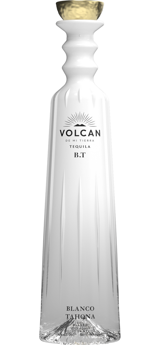 Volcan De Mi Tierra Tequila Tahona Blanco 700ml, showcasing a clear bottle with elegant, minimalist labeling that highlights the crystal-clear tequila made from traditional Tahona-pressed blue agave.