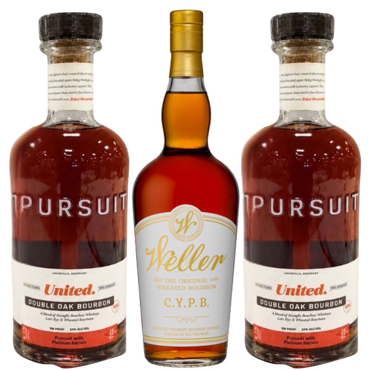 Weller Wheated Bourbon CYPB + 2 Pursuit United Bourbon Private Single Barrel Select
