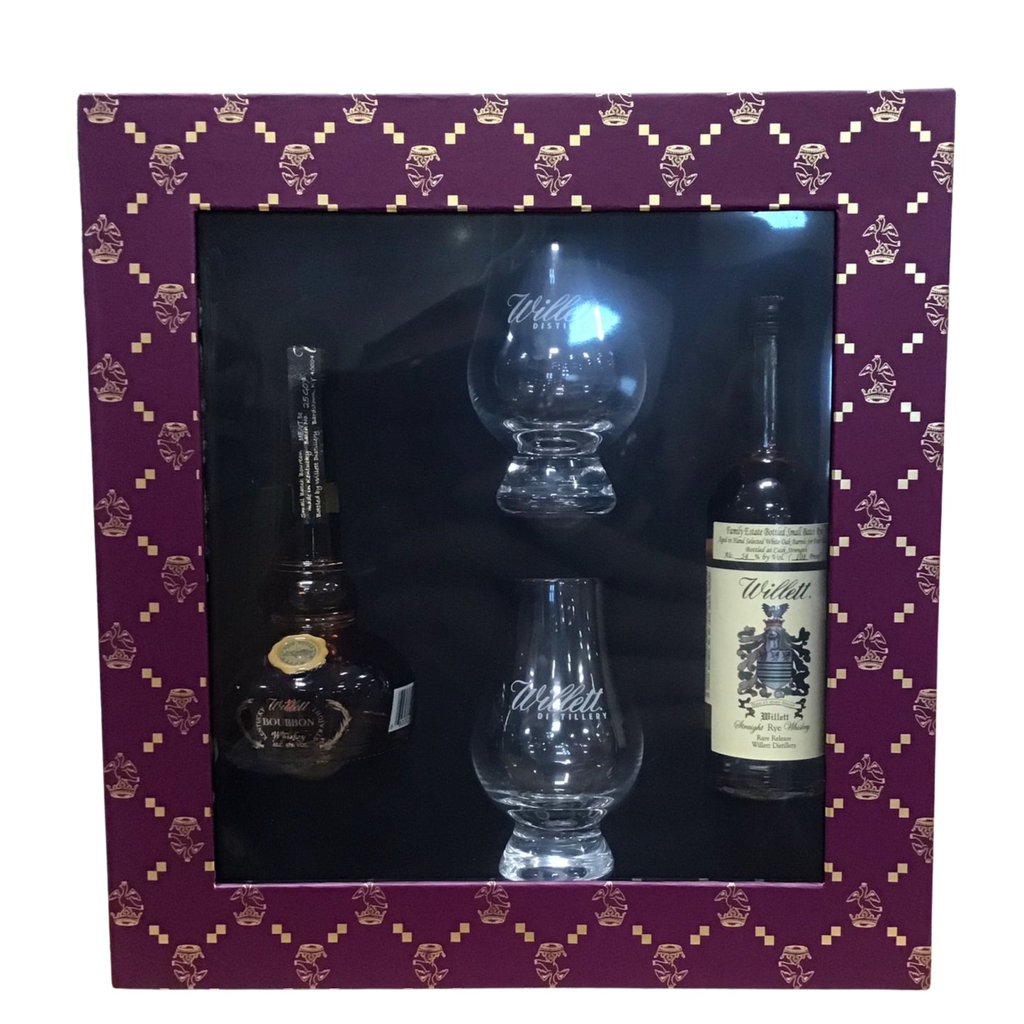 WILLETT BOURBON & RYE 50ML GIFT SET WITH 2 GLENCAIRN GLASSES