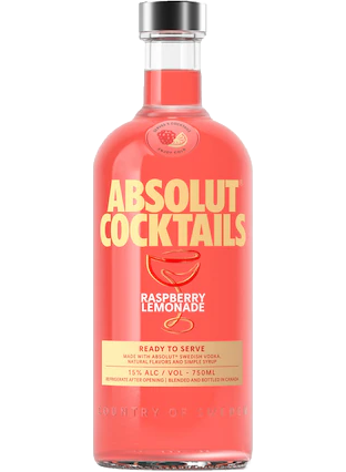 ABSOLUT VODKA COCKTAILS RASPBERRY LEMONADE RTD 750ML LIQ
