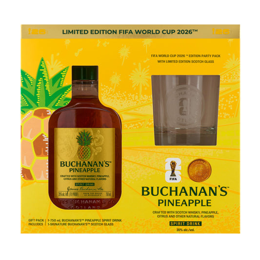 BUCHANANS SCOTCH PINEAPPLE FLAVORED FIFA WORLD CUP 2026 PACK W/ GLASS 750ML LIQ