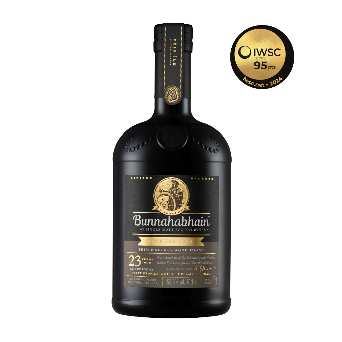 BUNNAHABHAIN SCOTCH SINGLE MALT TRIPLE SHERRY CASK FEIS ILE 2024 23YR 700ML LIQ