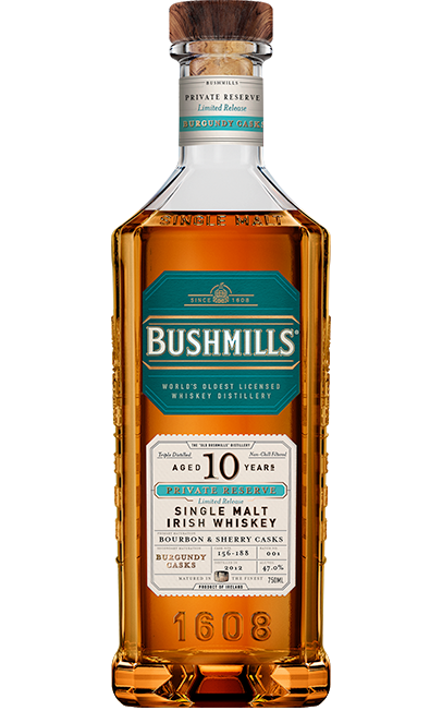 BUSHMILLS WHISKEY SINGLE MALT BURGUNDY CASKS PRIVATE RESERVE LIMITED RELEASE IRISH 10YR 750ML LIQ