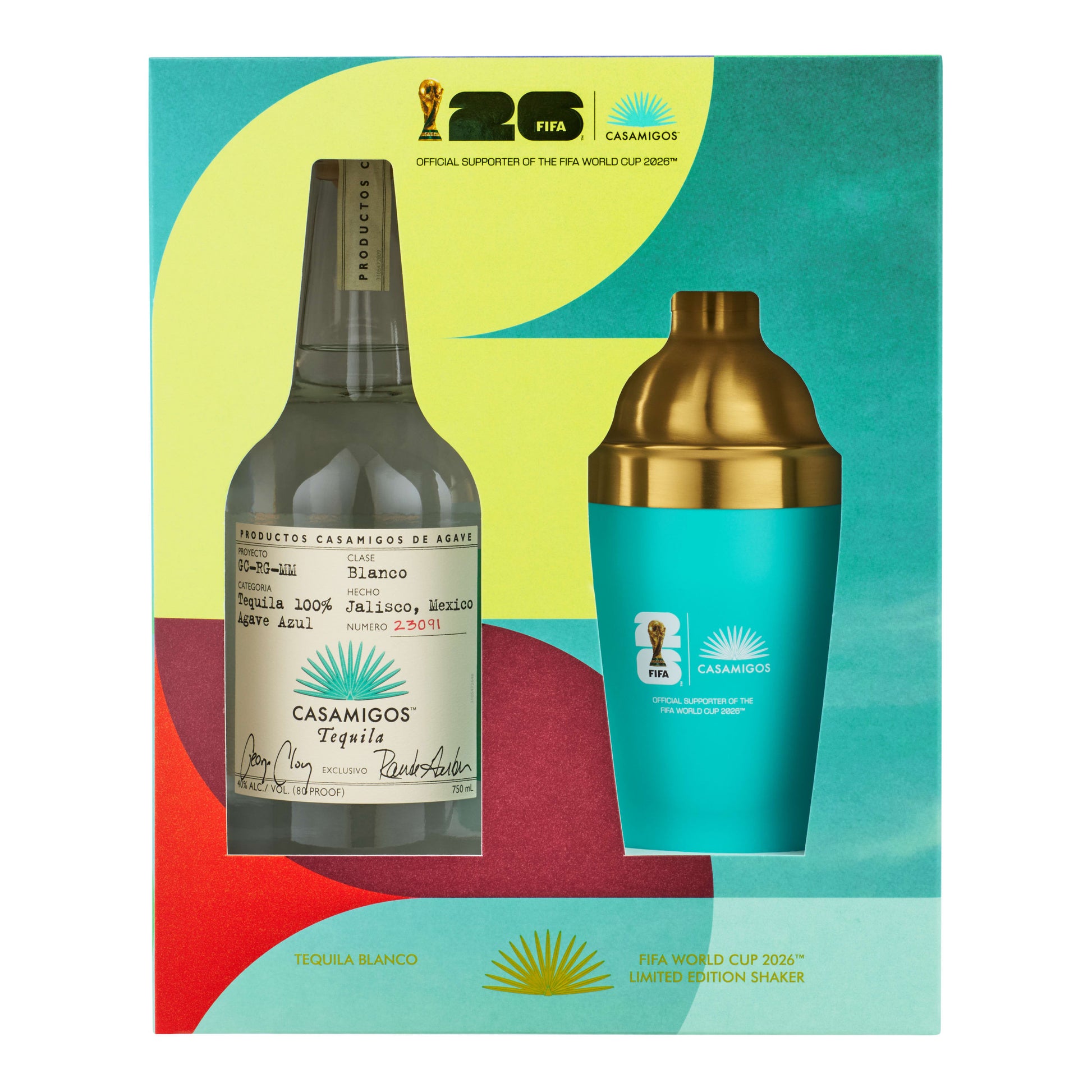 CASAMIGOS TEQUILA BLANCO GIFT PACK W/ FIFA WORLD CUP 2026 SHAKER 750ML LIQ