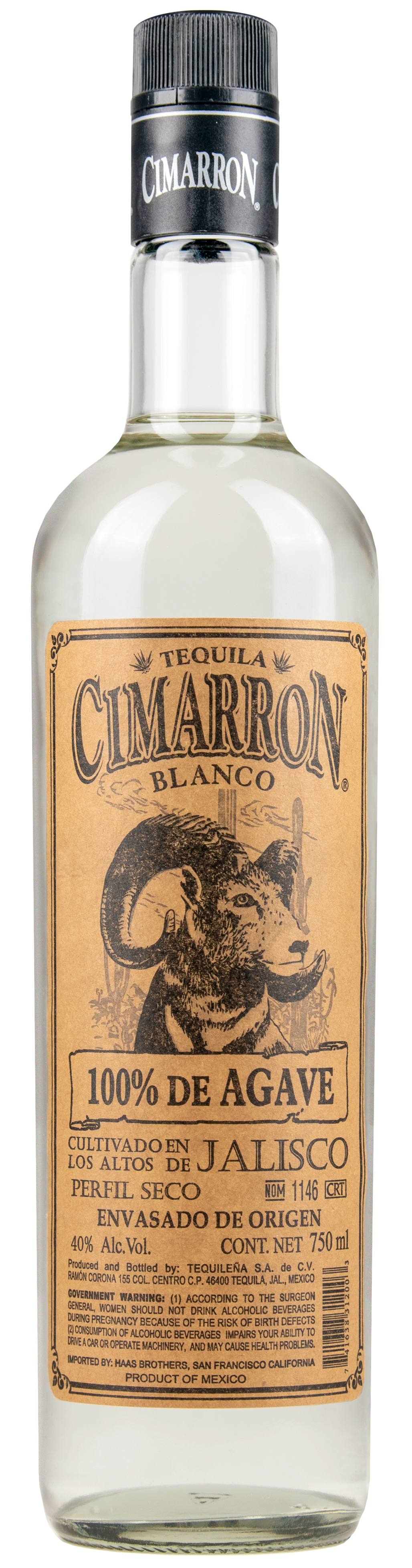 CIMARRON TEQUILA BLANCO PERFIL SECO NOM 1146 750ML