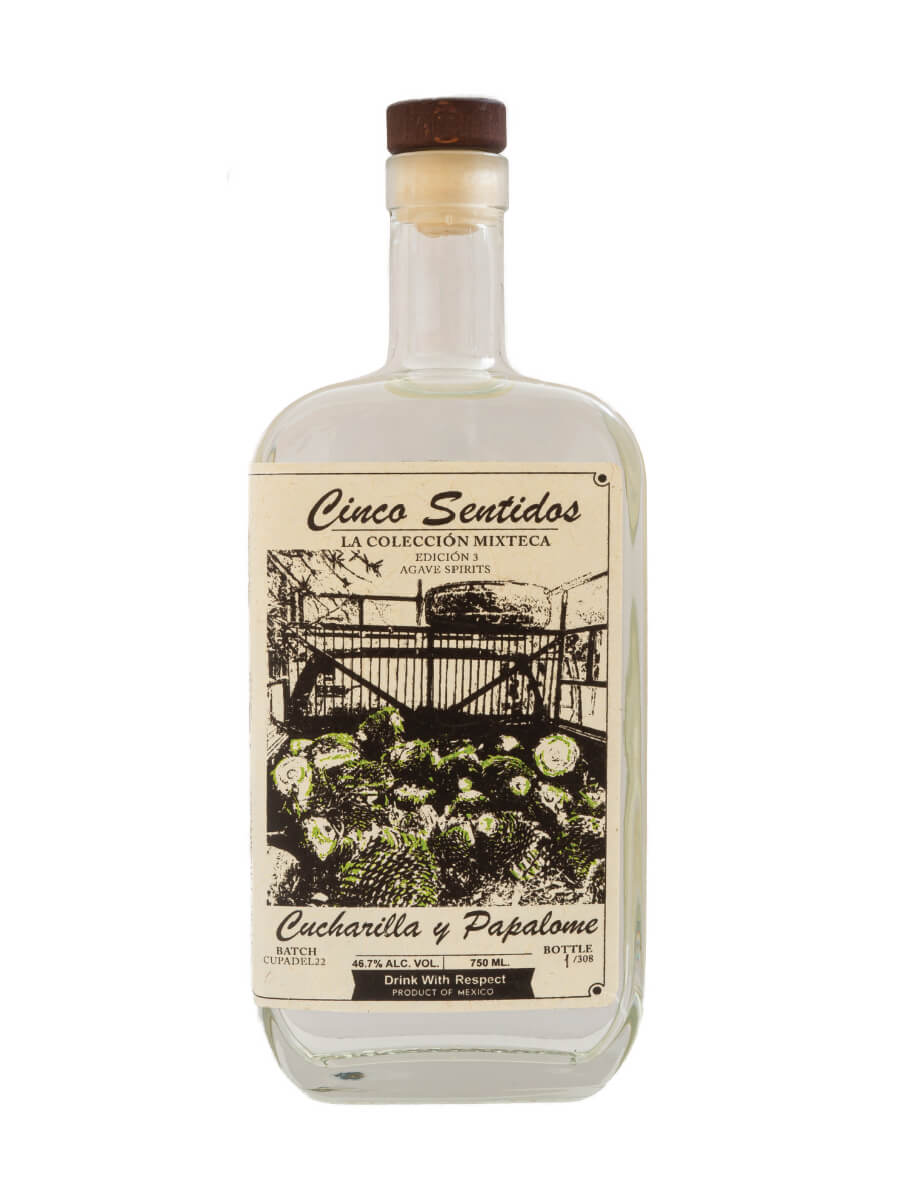 CINCO SENTIDOS MEZCAL CUCHARILLA Y PAPALOME MEXICO 750ML LIQ