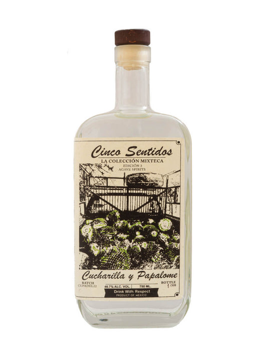CINCO SENTIDOS MEZCAL CUCHARILLA Y PAPALOME MEXICO 750ML LIQ