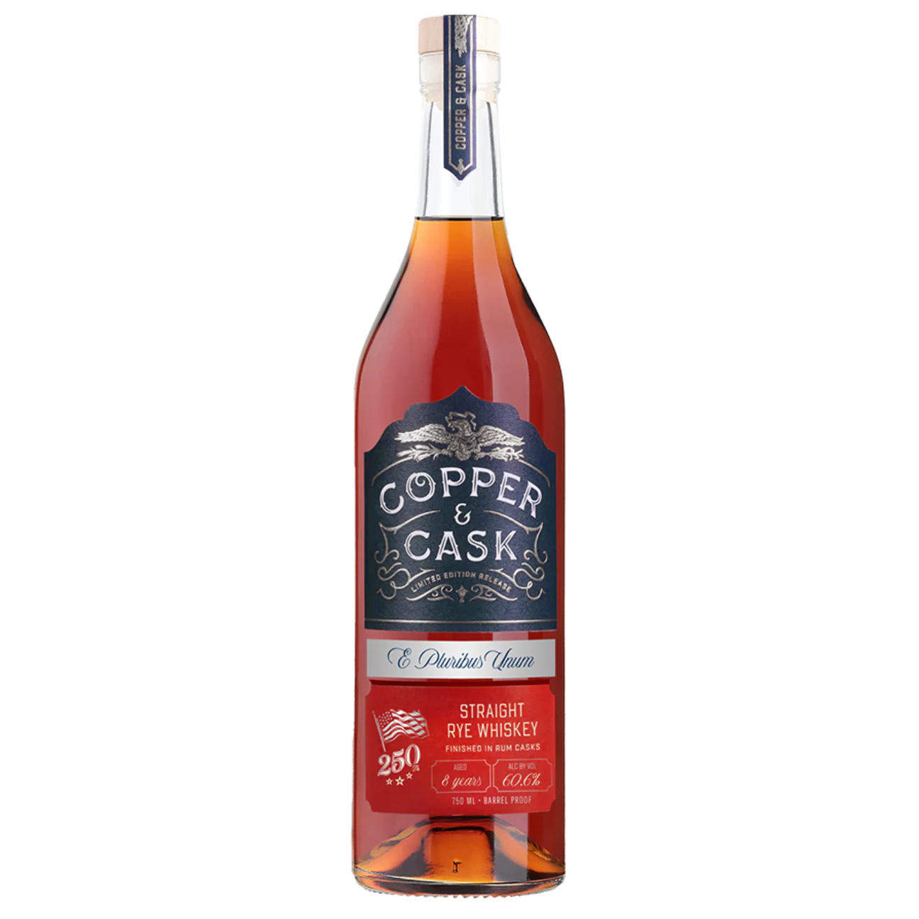 COPPER & CASK WHISKEY RYE LIMITED AMERICA 250TH ANNIVERSARY RELEASE 8YR INDIANA 750ML