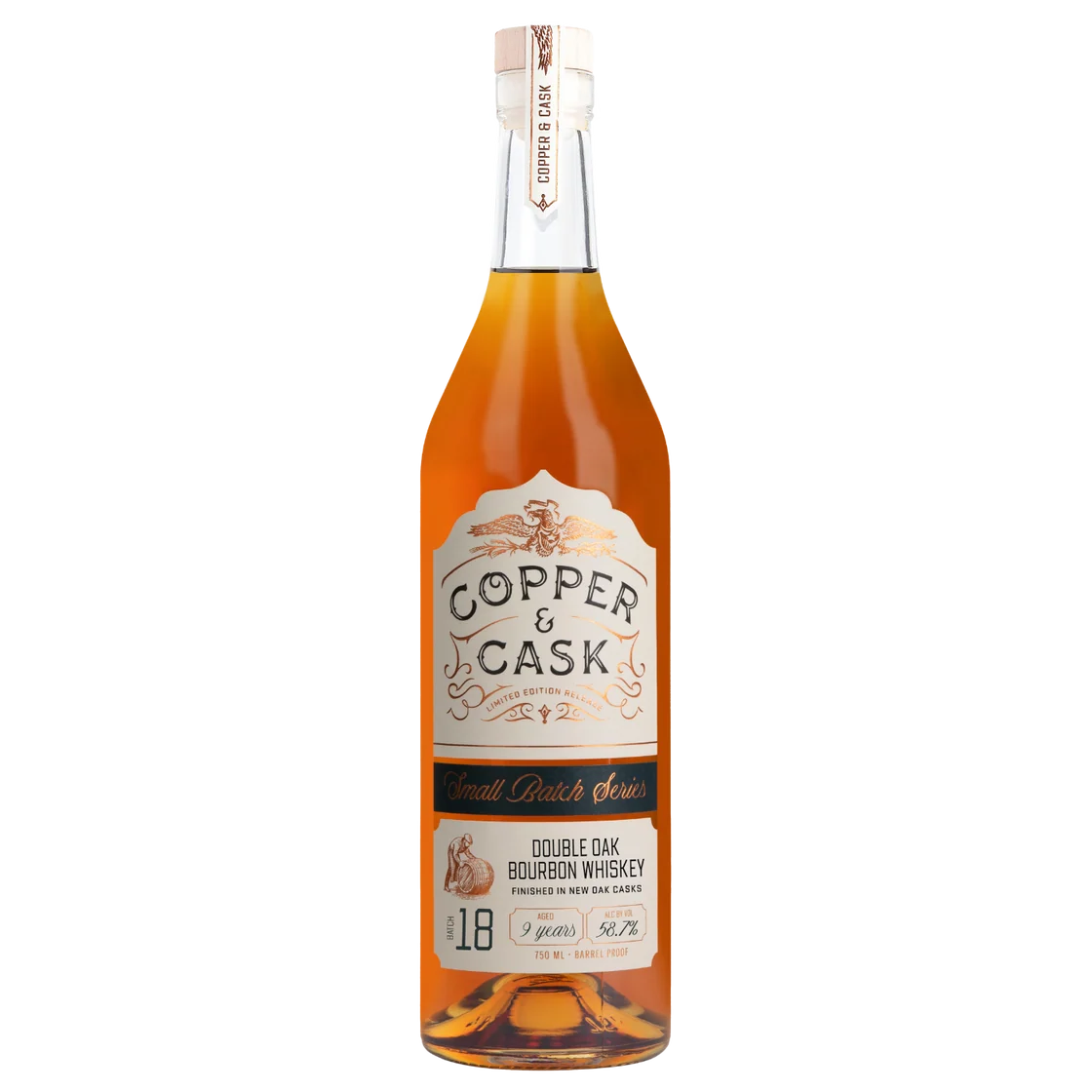 COPPER & CASK BOURBON DOUBLE OAK BARREL PROOF BATCH #18 9YR INDIANA 750ML LIQ