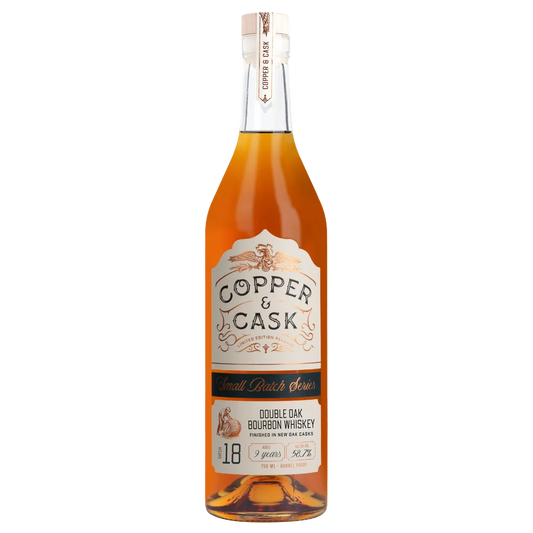 COPPER & CASK BOURBON DOUBLE OAK BARREL PROOF BATCH #18 9YR INDIANA 750ML LIQ