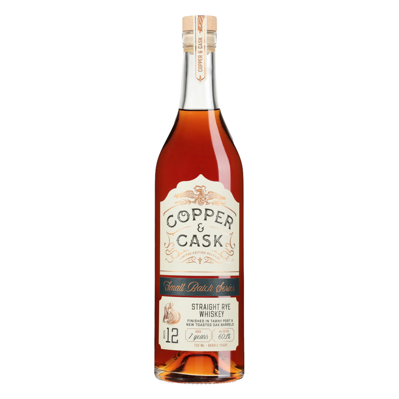 COPPER & CASK WHISKEY RYE STRAIGHT SMALL BATCH SERIES INDIANA 7YR 750ML