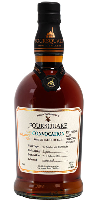 FOURSQUARE RUM SINGLE CONVOCATION CASK BLENDED EXCEPTIONAL CASK SELECTION BARBADOS 750ML