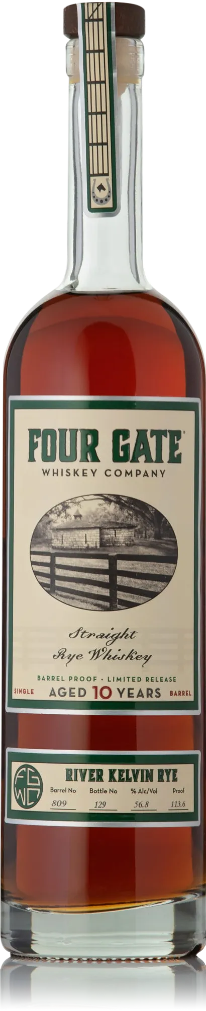 FOUR GATE WHISKEY RYE STRAIGHT LIMITED RELEASE RIVER KELVIN KENTUCKY 10YR 750ML LIQ