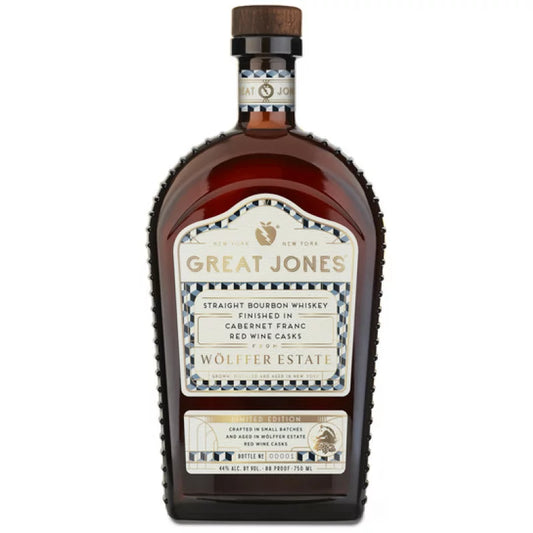 GREAT JONES BOURBON WHISKEY STRAIGHT FINISHED IN WOLFFER ESTATE CABERNET FRANC RED WINE CASKS NEW YORK 750ML LIQ